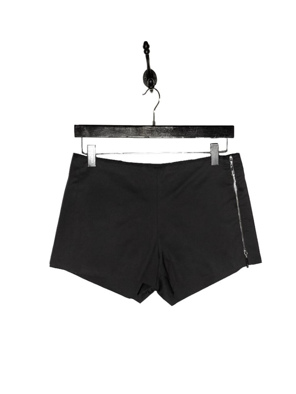 Gucci Vintage 2002 Black Cotton Side Zippered Mini Shorts